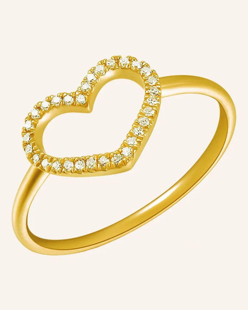 Leaf Ring HERZ aus 18 Karat Gelbgold mit Diamanten Gold