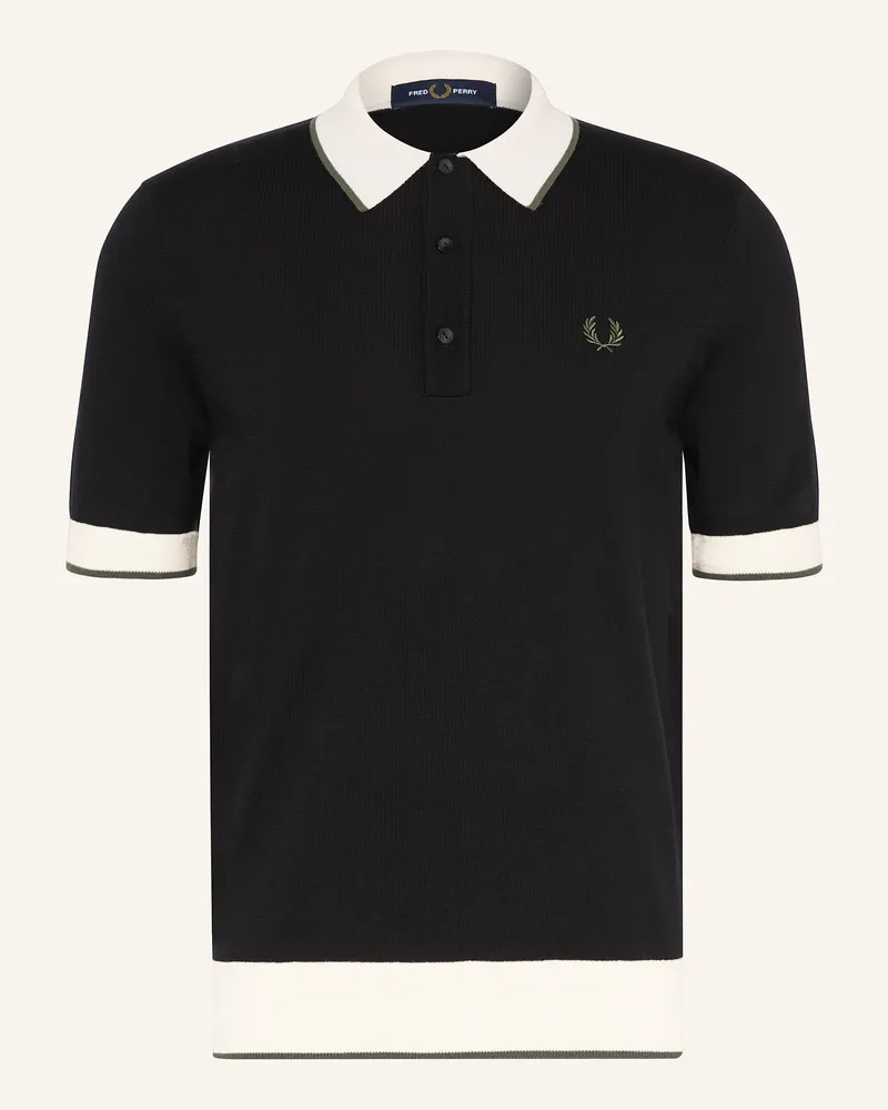 Fred Perry Strick-Poloshirt Schwarz