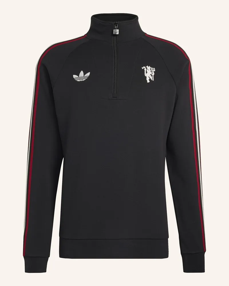 adidas Manchester United Originals Half Zip Oberteil schwarz Schwarz