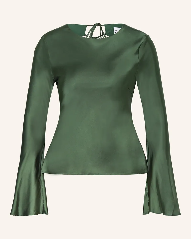 Ganni Blusenshirt aus Satin Grün