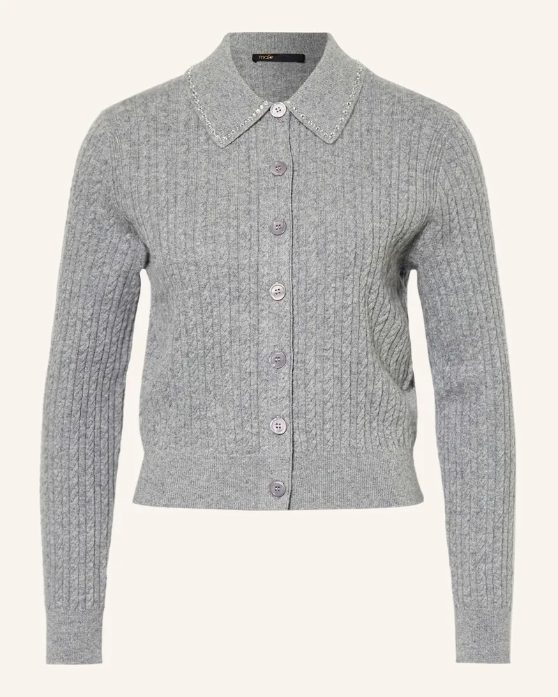 Maje Strickjacke mit Schmucksteinen Grau