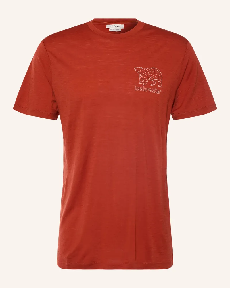 Icebreaker Funktionsshirt 150 Tech Lite Forest Footsteps Aus Merinowolle rot Rot