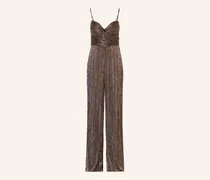 Jumpsuit Mit Glitzergarn braun