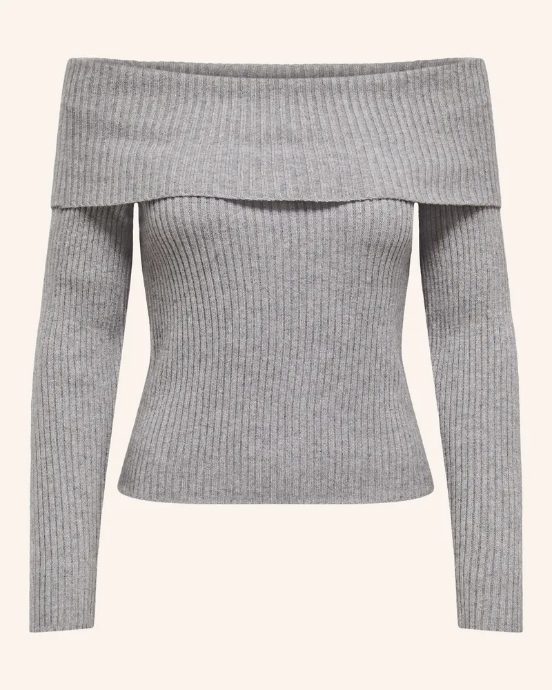 only Off-Shoulder-Pullover Grau