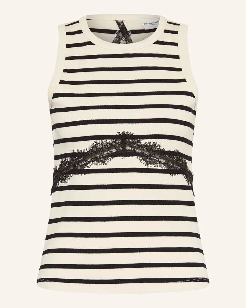 Claudie Pierlot Top mit Cut-out und Spitze Schwarz