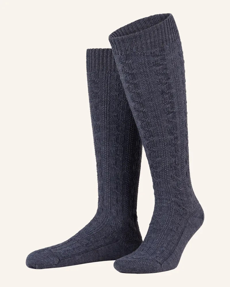 Lusana Trachten-Kniestrümpfe blau 07