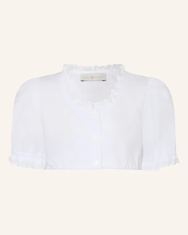Johann & Johanna Dirndlbluse Mit Spitze weiss Weiss