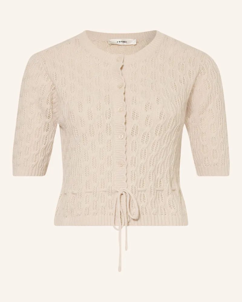 Frame Denim Strickjacke The Clover Mit Cashmere weiss Beige