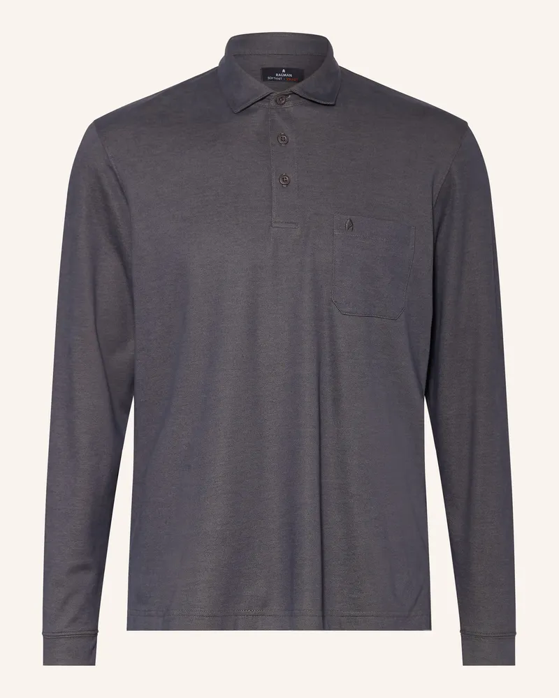 Ragman Piqué-Poloshirt braun Dunkelgrau