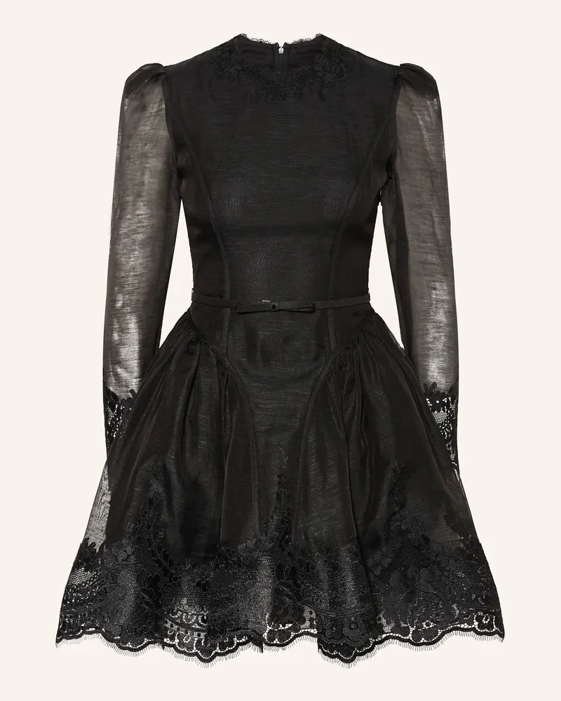 Zimmermann Cocktailkleid Hypnotic Mit Leinen Und Seide schwarz Schwarz