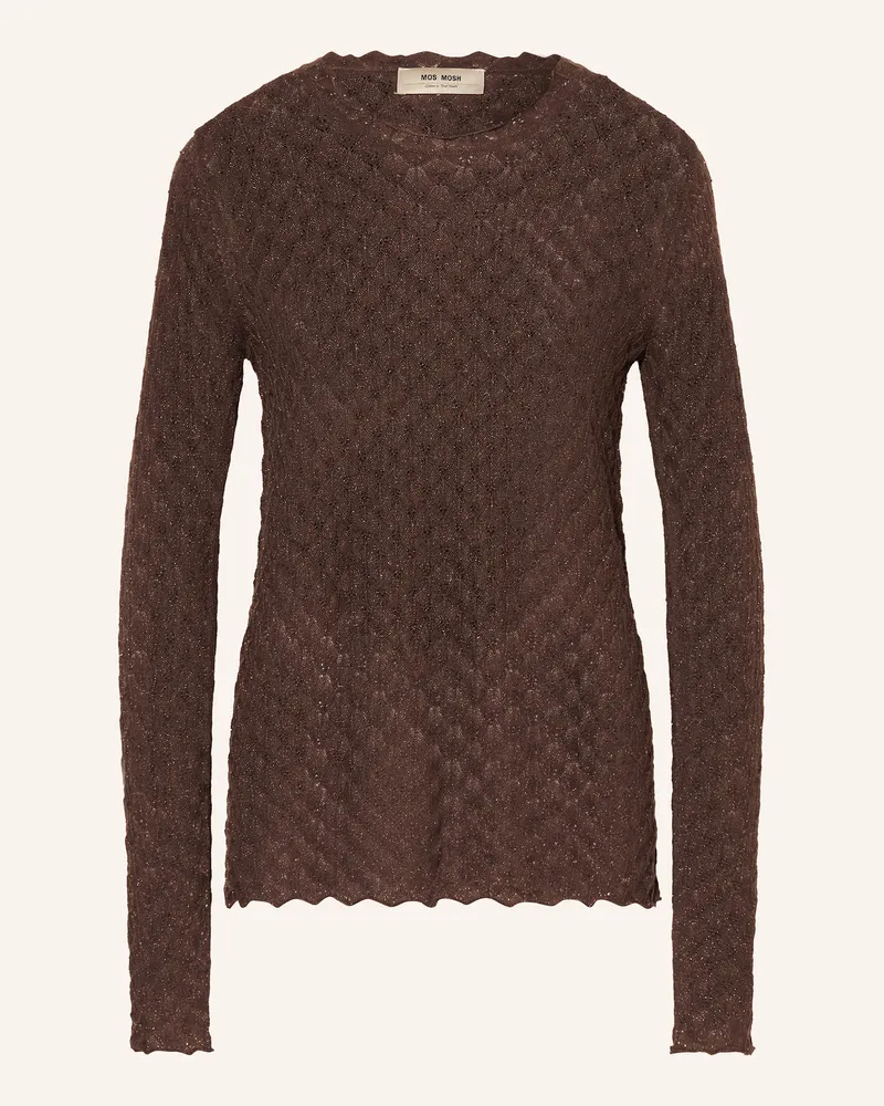 Mos Mosh Pullover Mmthaz Relena Mit Glitzergarn braun Dunkelbraun