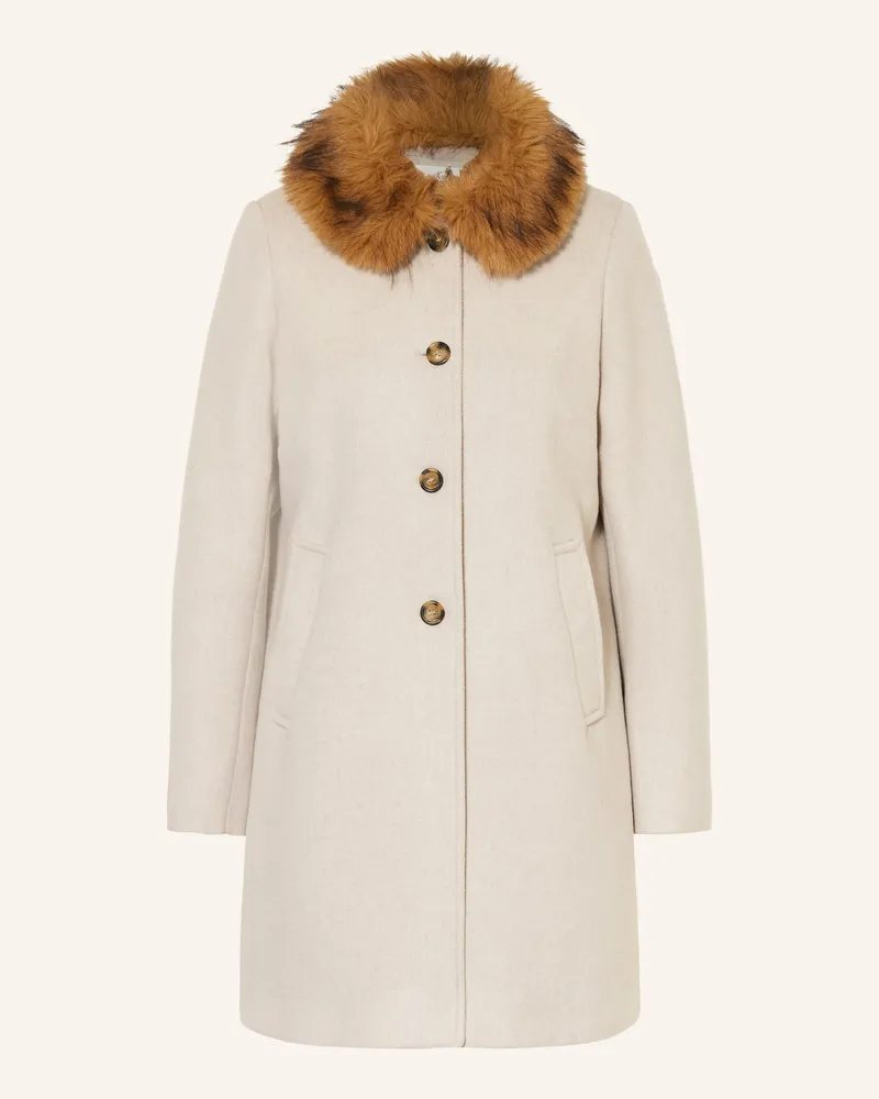 ba&sh Wollmantel Talling Mit Kunstfell weiss Ecru