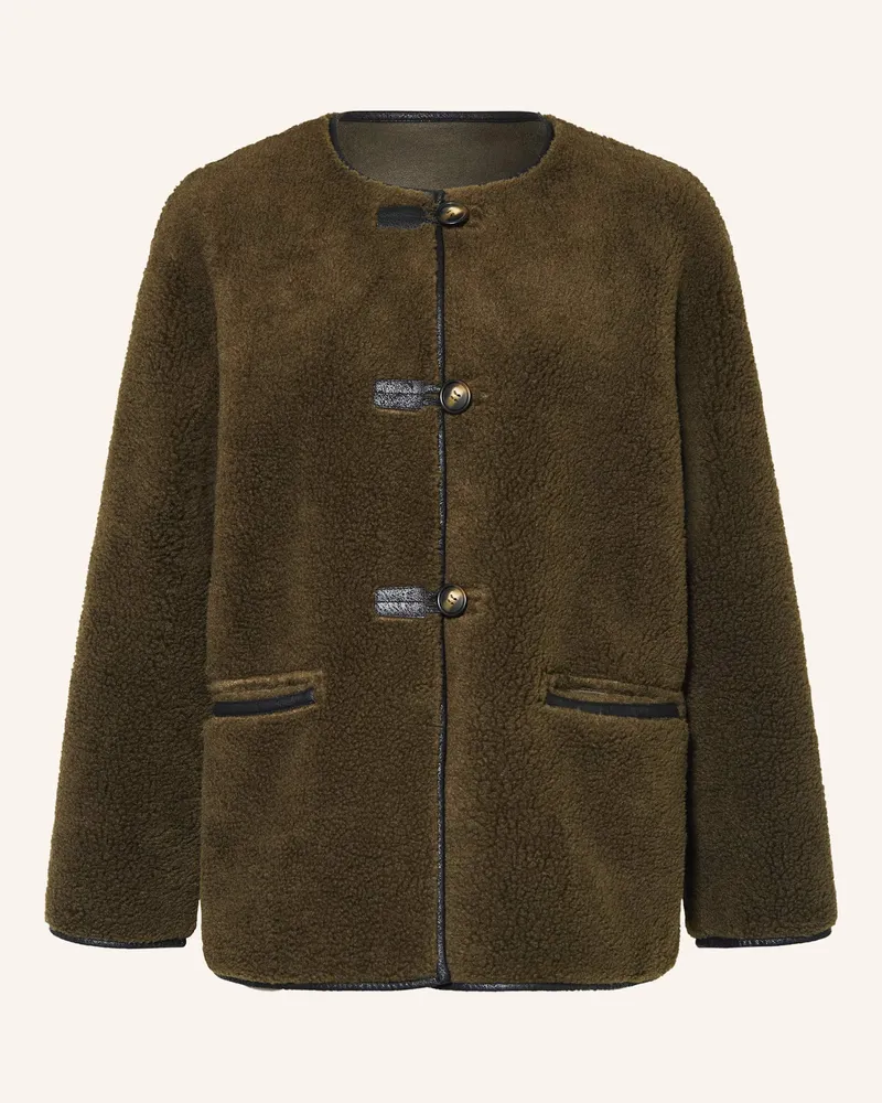 Mrs & HUGS Teddyfell-Jacke gruen Oliv