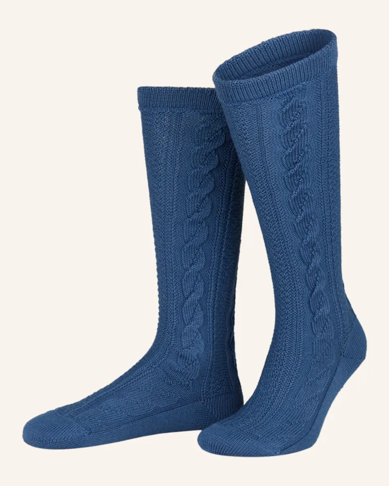 Lusana Trachten-Kniestrümpfe Blau