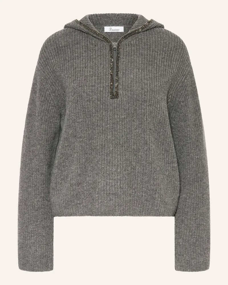 Princess goes Hollywood Pullover mit Cashmere und Schmucksteinen Dunkelgrau