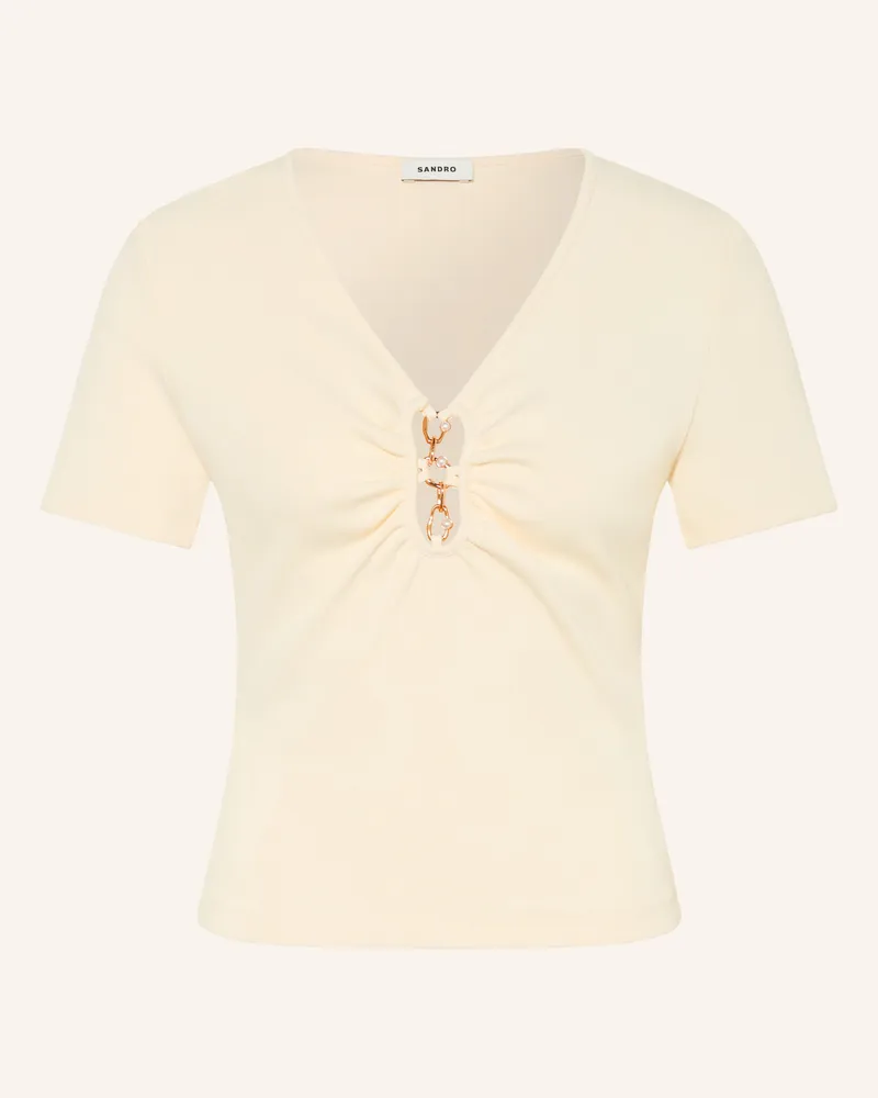 Sandro T-Shirt mit Cut-out Ecru