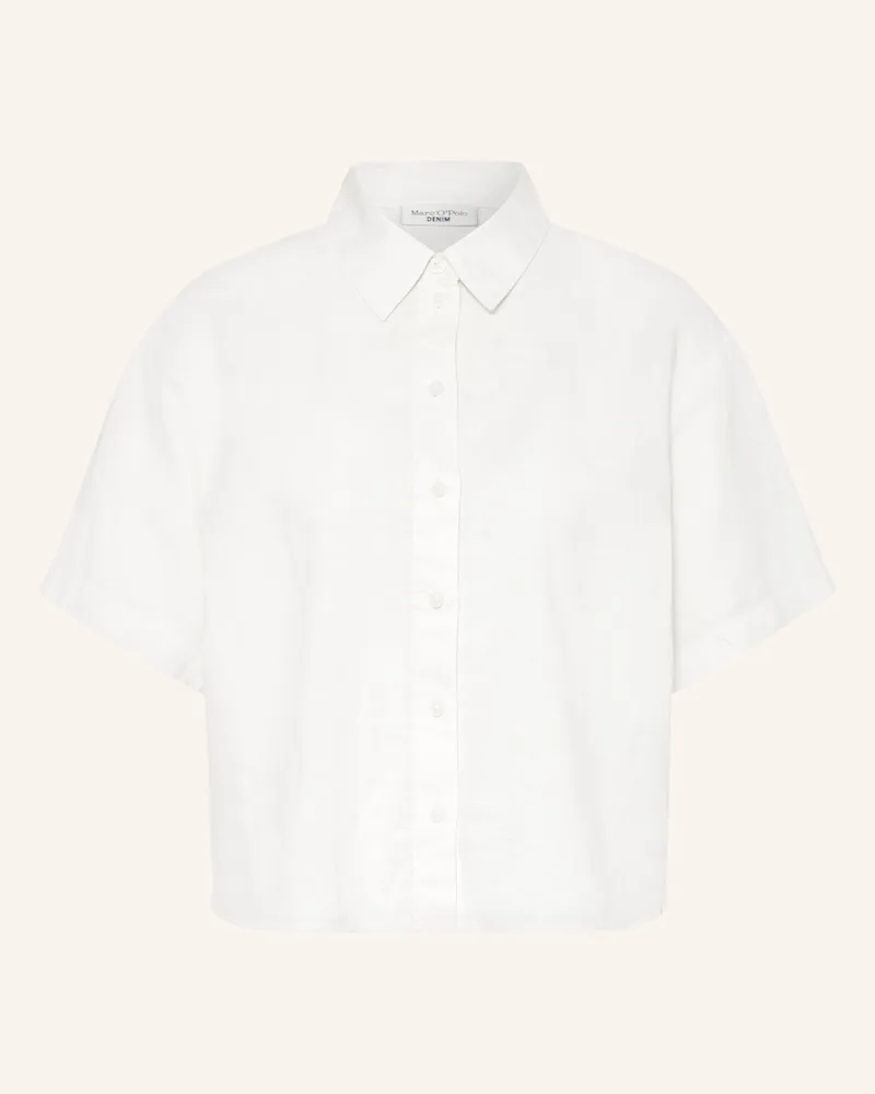 Marc O'Polo Hemdbluse Mit Leinen weiss Weiss