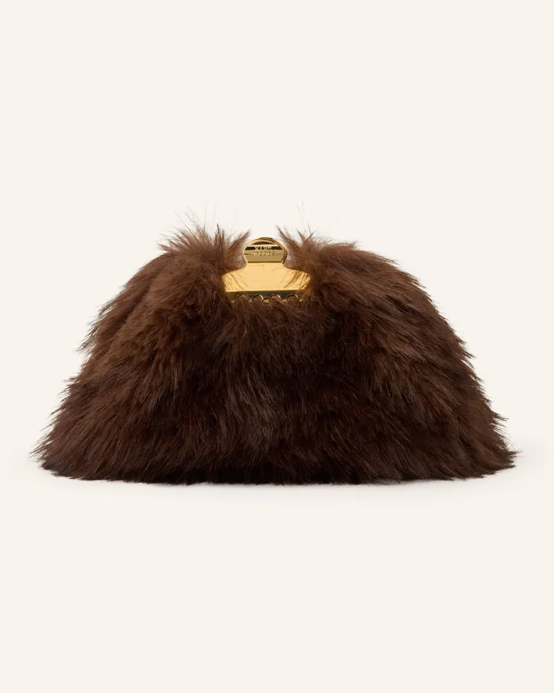 Marc Jacobs Clutch The Small Claw Clip Clutch Faux Fur Aus Kunstfell braun Braun