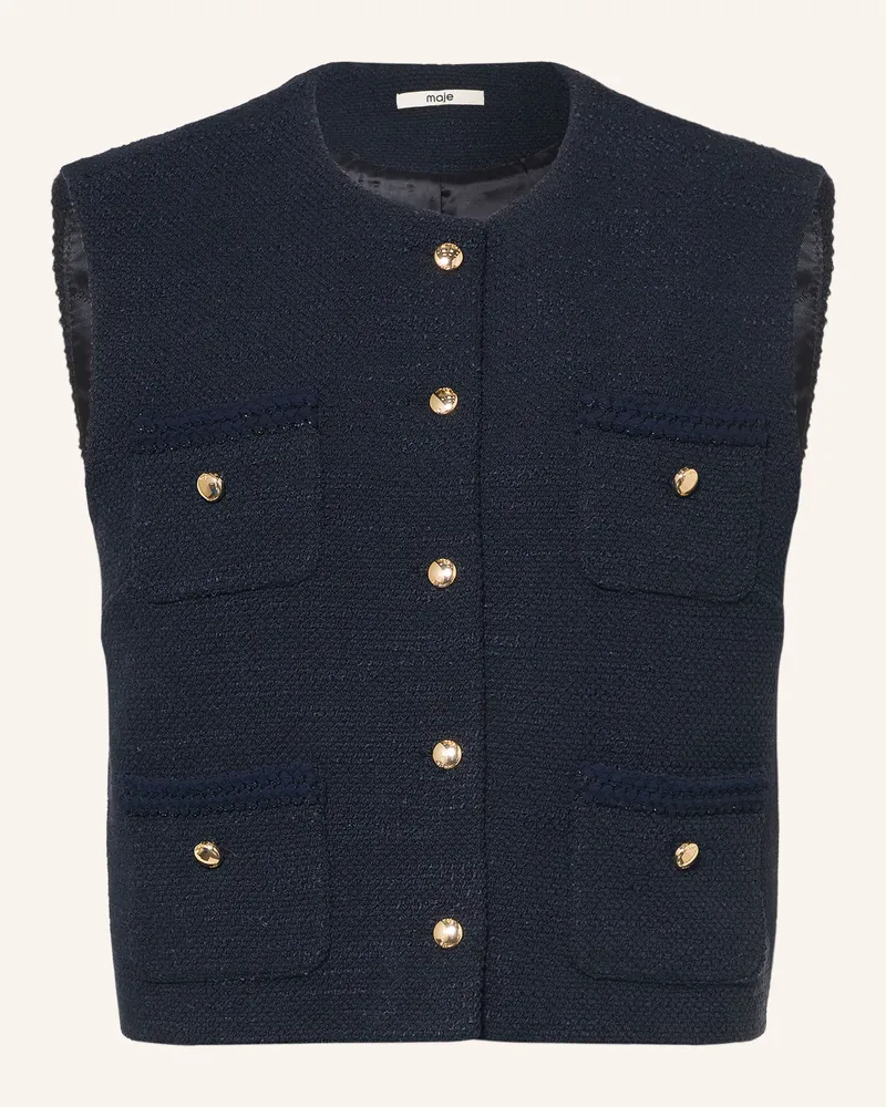 Maje Tweed-Weste Mit Glitzergarn blau Dunkelblau