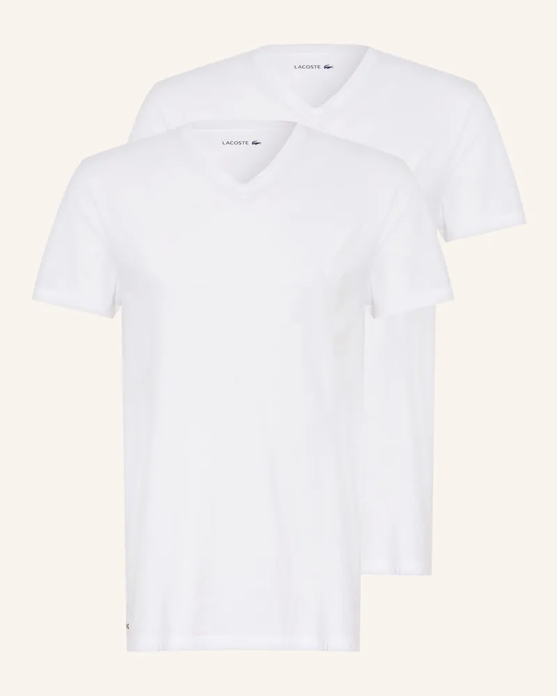 Lacoste 2er-Pack V-Unterhemden weiss Weiss