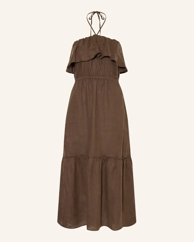 Drykorn Leinenkleid Lumira Mit Volants braun Dunkelbraun