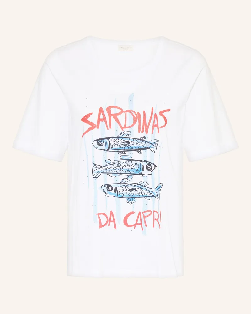 Milano Italy T-Shirt Mit Schmucksteinen weiss Weiss