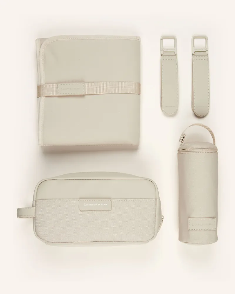 Kapten & Son Set: Wickeltasche und Wickelunterlage Creme