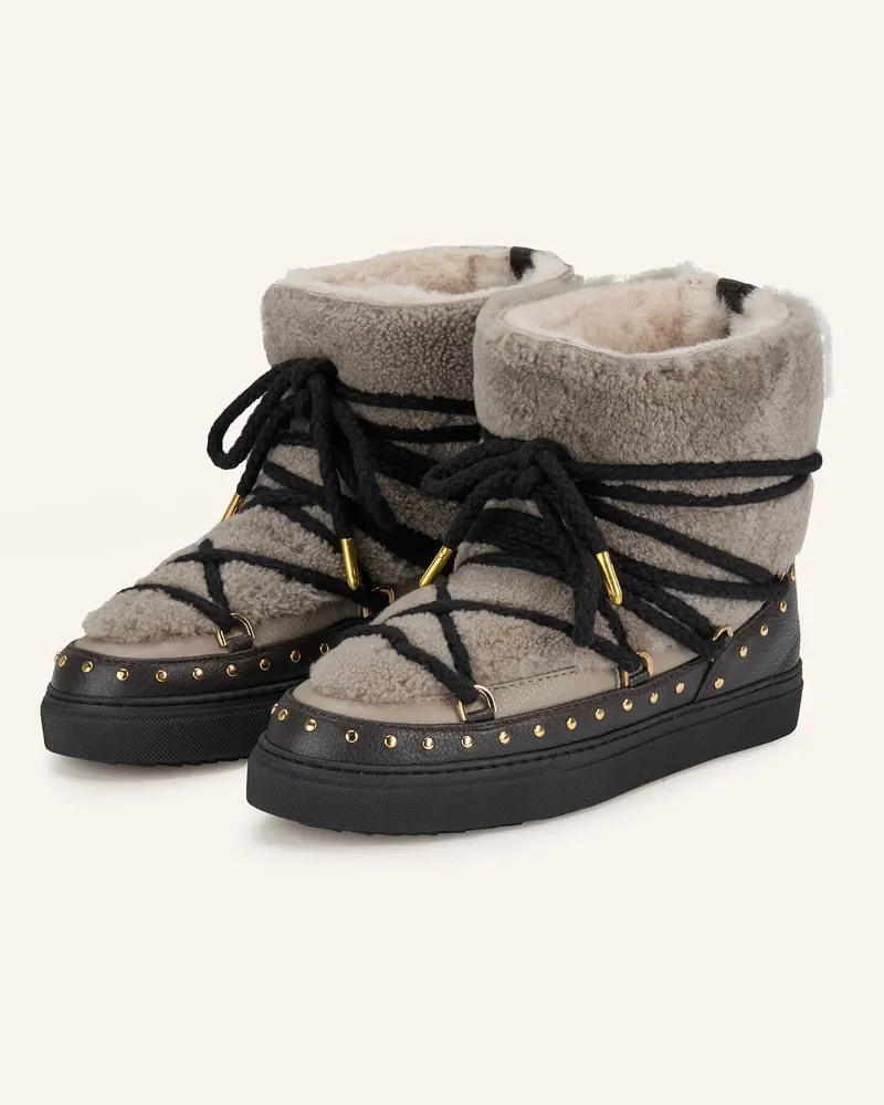 INUIKII Schnürboots CURLY ROCK mit Nieten Taupe