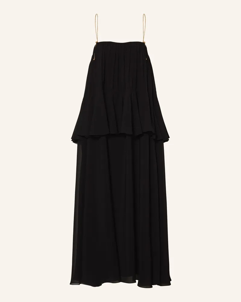 Chloé Seidenkleid Mit Volants schwarz Schwarz