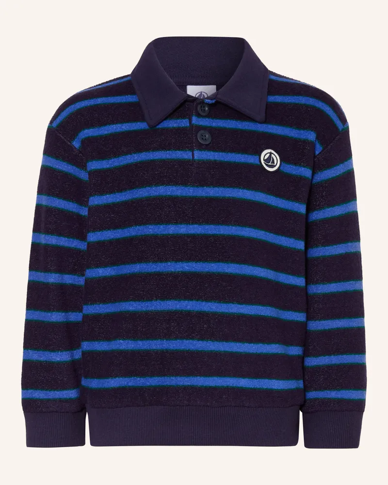 Petit Bateau Frottee-Poloshirt blau Dunkelblau