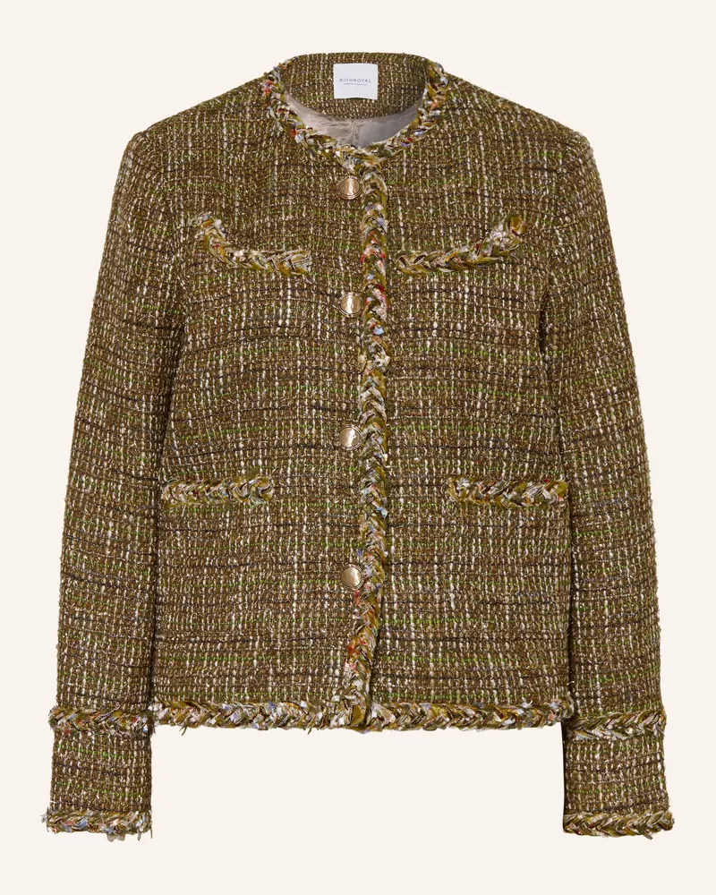 Rich&Royal Kastenjacke Aus Bouclé Mit Glitzergarn gruen Oliv