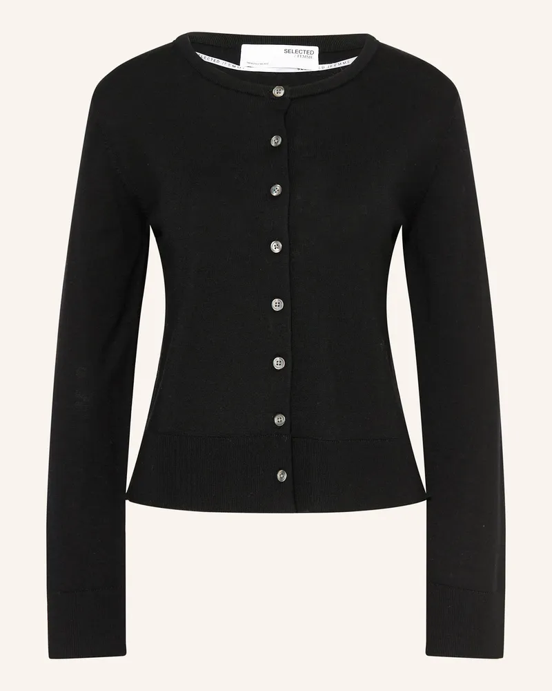 Selected Strickjacke schwarz Schwarz
