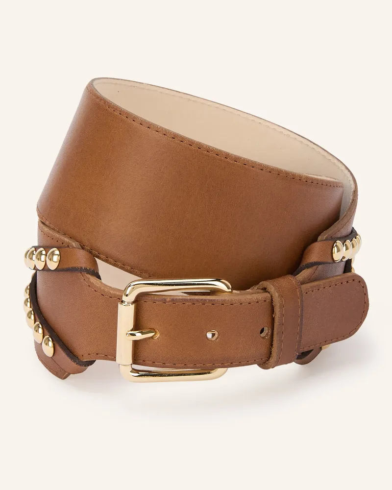 Riani Ledergürtel Mit Nieten braun Cognac