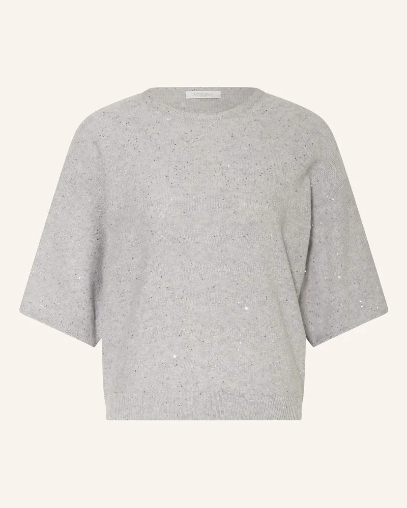 Antonelli Firenze Strickshirt LUCILLA aus Alpaka mit Pailletten Hellgrau