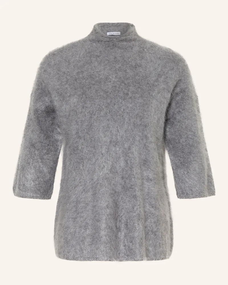 Mrs & HUGS Cashmere-Pullover Mit 3/4-Arm grau Grau