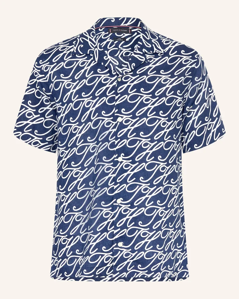 Tommy Hilfiger Resorthemd Regular Fit aus Leinen Dunkelblau
