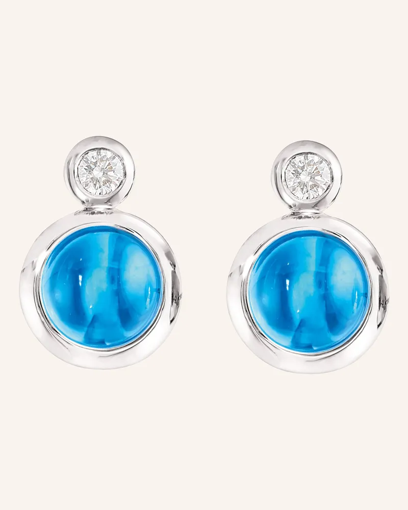 TAMARA COMOLLI Ohrstecker OHRSTECKER BOUTON SWISS TOPAZ / CLASSIC aus 18 Karat Weißgold Swiss Topas Weissgold