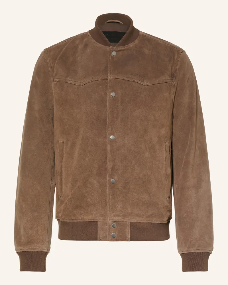 AllSaints Lederjacke Stafford Bomber braun Dunkelbraun