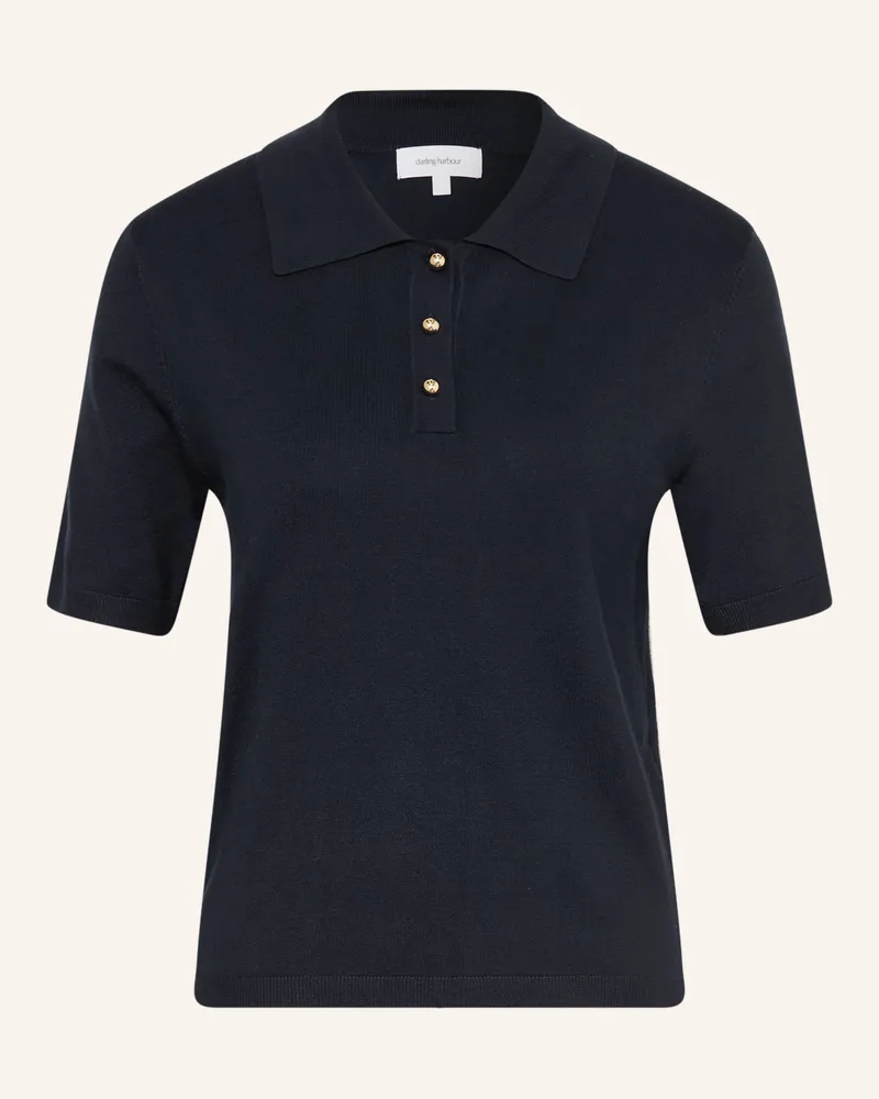 Darling Harbour Strick-Poloshirt blau Navy
