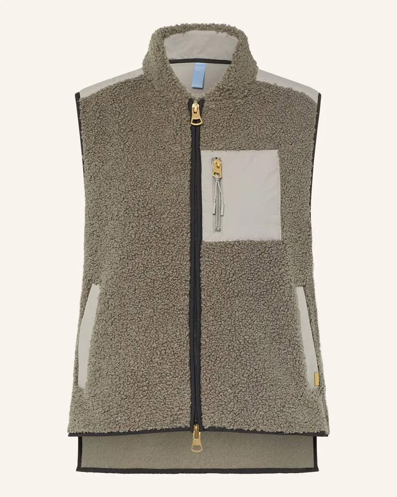 Mos Mosh Teddyfell-Weste Mmrowe Im Materialmix gruen Khaki