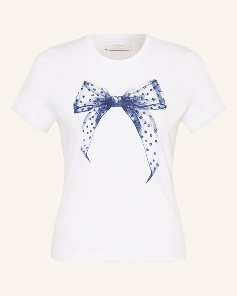 Rich&Royal T-Shirt mit Schmucksteinen Weiss