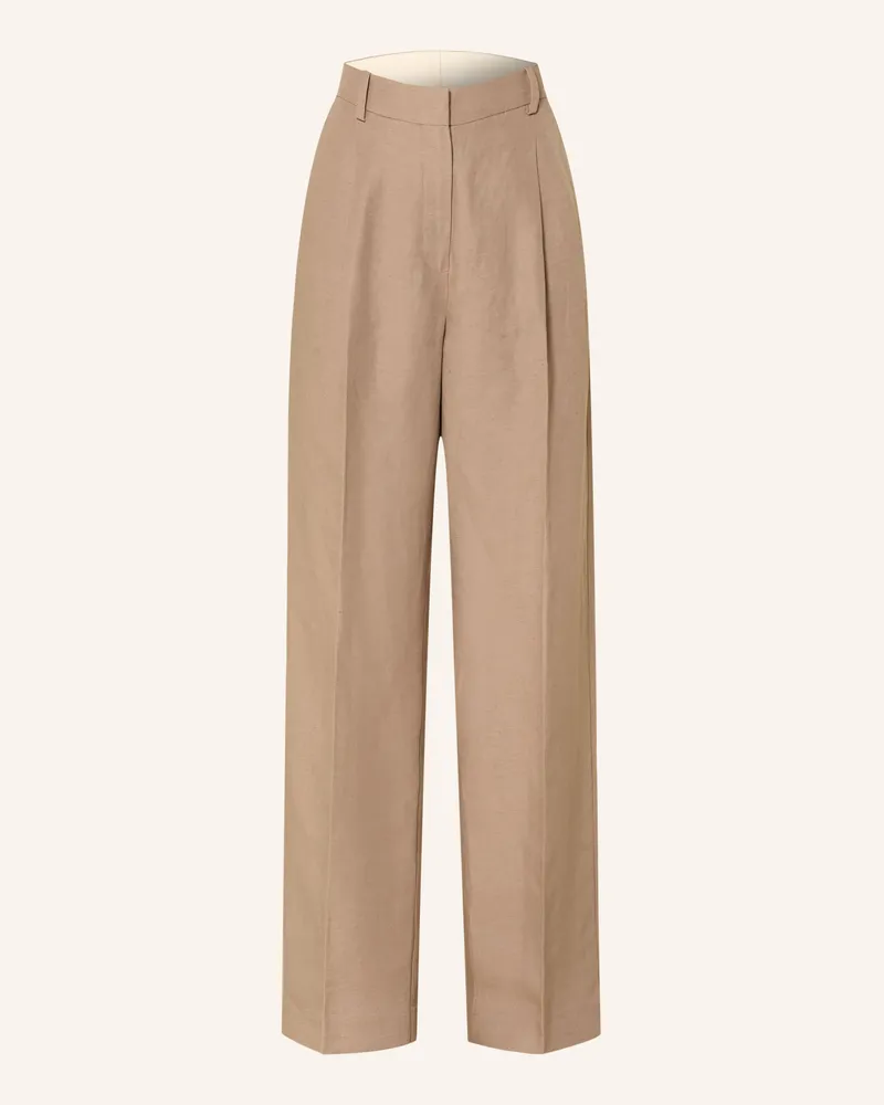 Selected Hose Mit Leinen beige Beige