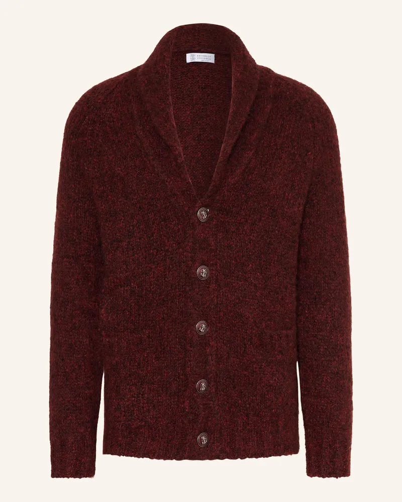 Brunello Cucinelli Strickjacke aus Alpaka Dunkelrot