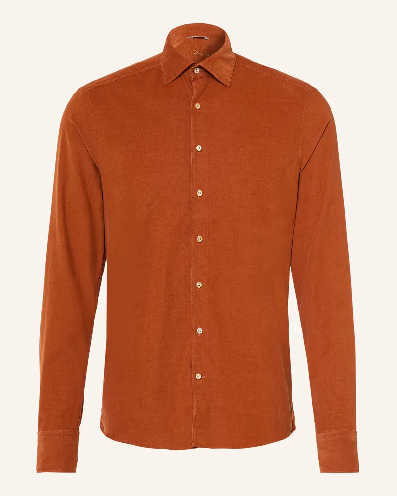 Stenströms Cordhemd Slimline Fit braun Dunkelorange