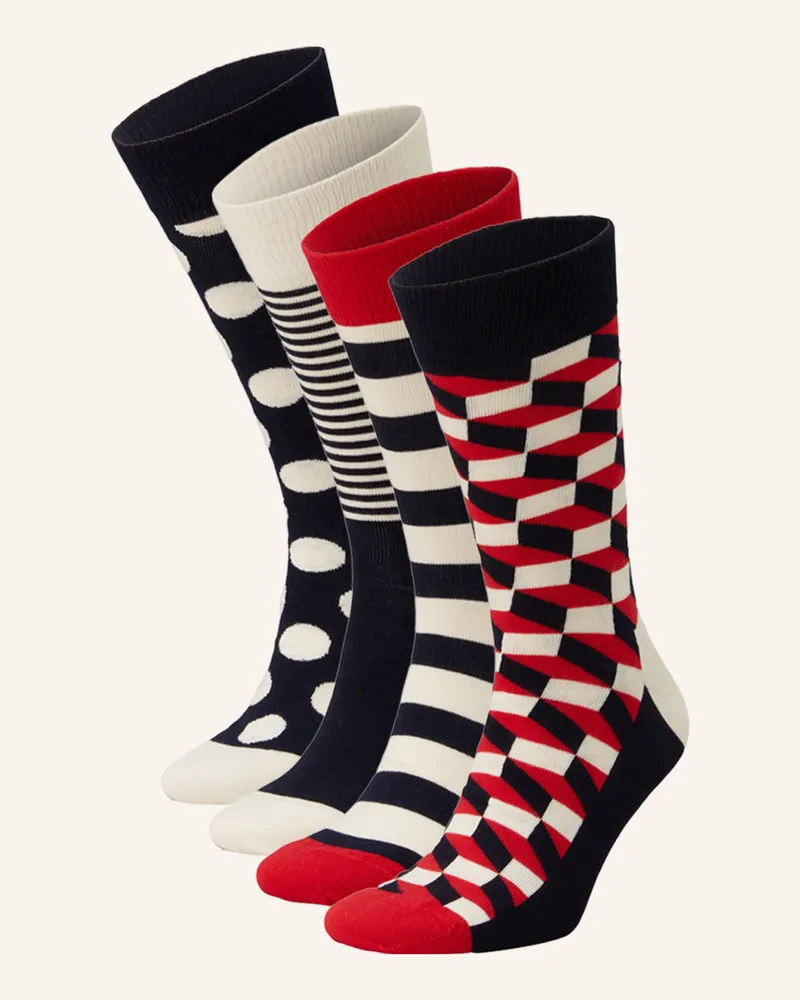 Happy Socks 4er-Pack Strümpfe CLASSIC NAVY mit Geschenkbox 6500
