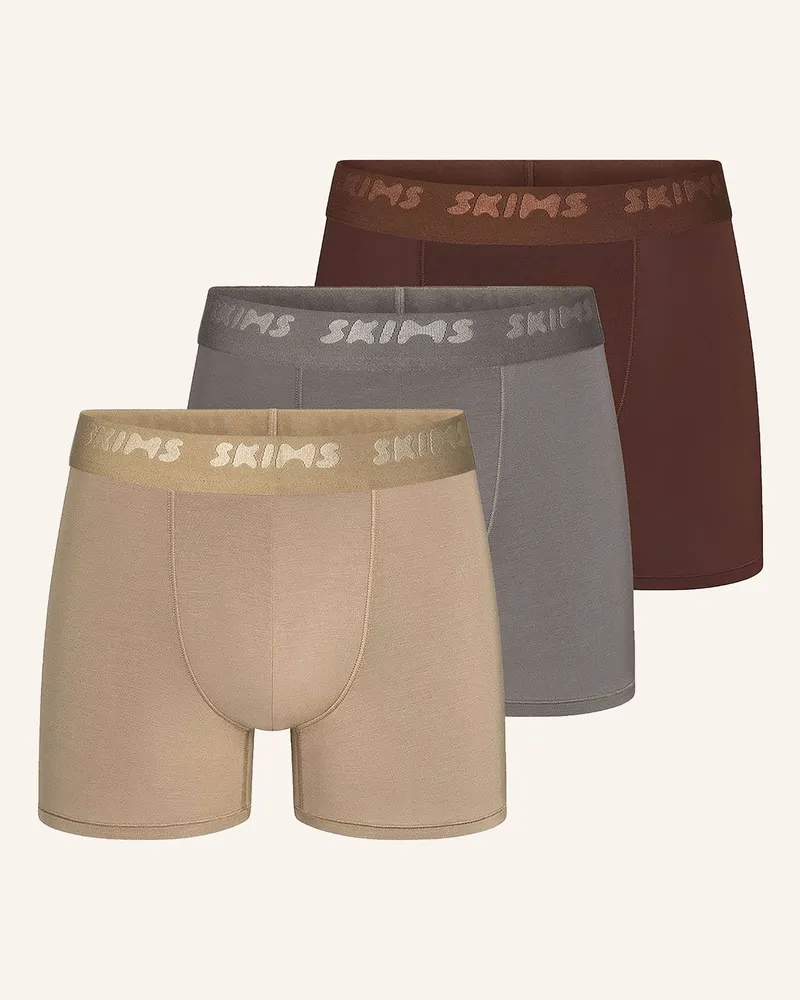 SKIMS 3er-Pack Boxershorts SKIMS STRETCH Dunkelbraun