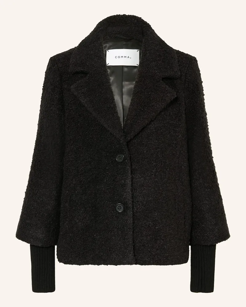 COMMA Bouclé-Jacke Schwarz