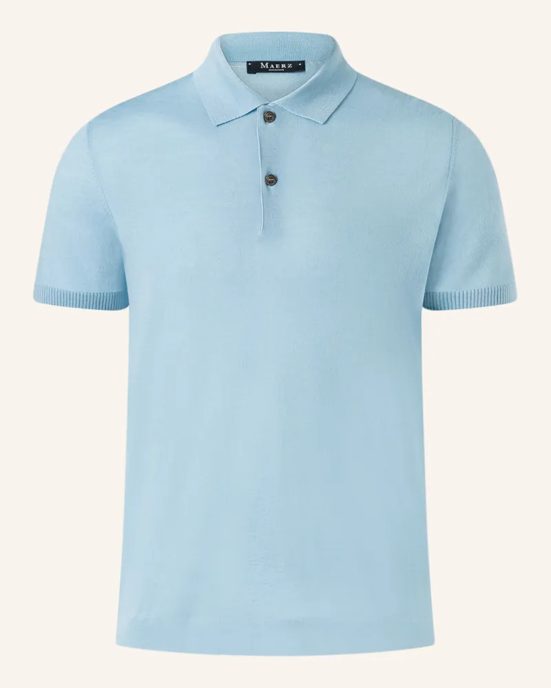 Maerz Strick-Poloshirt aus Merinowolle Türkis