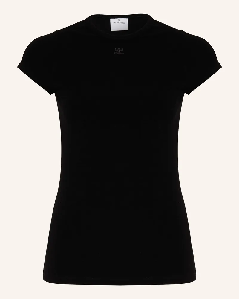 Courrèges T-Shirt Aus Frottee schwarz Schwarz