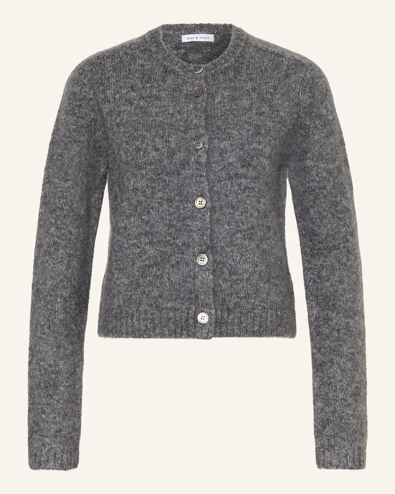 Mrs & HUGS Strickjacke Mit Cashmere grau Dunkelgrau